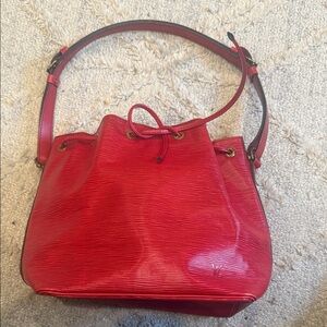 LV Red Epi Leather Bucket Bag